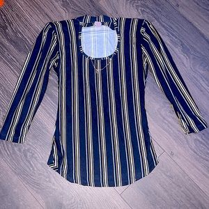 no boundaries striped blouse with attached necklace